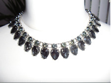 PHASE EIGHT Pewter/Smoke Medley Crystal Necklace Adjustable Length 51cm