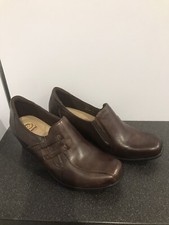Earth Spirit Brown Leather Low Wedge Shoes UK 8 EU 41