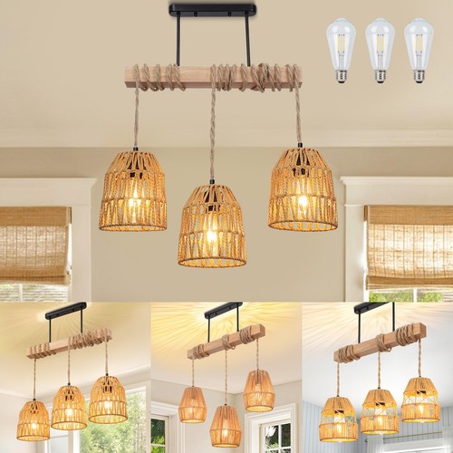 Light rattan shade pendant - rattan,