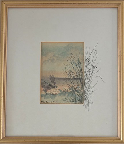 Framed dragonfly lily pond - framed, &