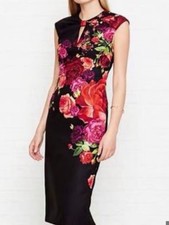 Ted Baker Mirrie Juxtapose Rose Floral Print Cocktail Midi Dress TB 5 UK 16