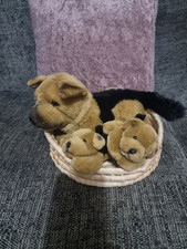 E & J Classics German Shepherd Mom And Babies Plush Soft Toys In Basket