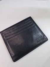 Hugo Boss Designer Black Leather card holder wallet VGC 