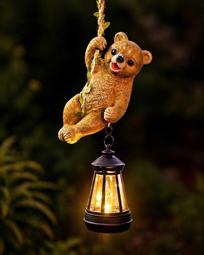 Solar hanging bear - bear, garden