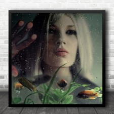 Portrait Face Hands Window Water Wet Aquarium Fish Animal Wall Art Print