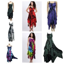 Tie Dye Maxi Corset Dress Summer Pixie Hem Festival Bohemian Fairy S M L XL XXL