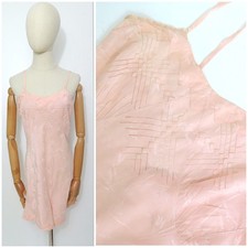 Vintage 1930s 1940s Pink Silk Jacquard Embroidered Step In Lingerie Slip Teddy