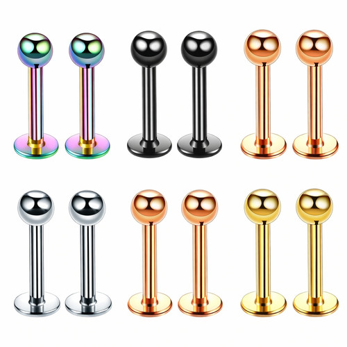 Plain surgical steel labret - 2x,