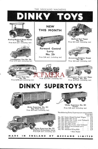 1950s dinky toys - dinky, advert