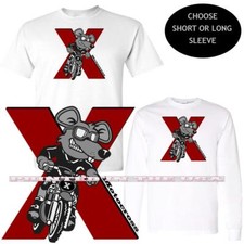Motocross Rat Racer Red X Logo Motorcycle Dirt Bike Track Sport Cartoon T Shirt