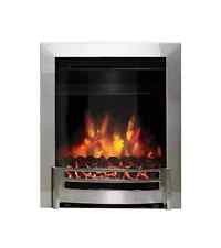 Electric Fire Edana Chrome Effect Fan Heater Realistic Automatic Control LED 2kW