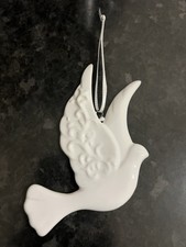 Porcelain Ceramic White Peace Dove Ornament Holiday Christmas Decor Ceramic Gift
