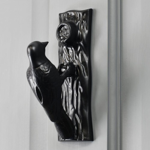 Black woodpecker door knocker - woodpecker,