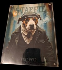 Staffie Peaky Paws Metal Sign
