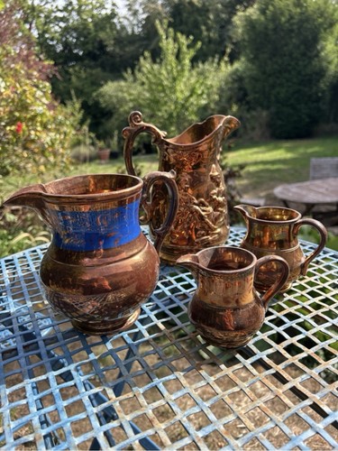Antique copper lustre - jug, set