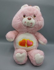 Vintage 1983 Kenner Care Bears Love A Lot Bear Soft Plush Toy Pink Hearts 13"