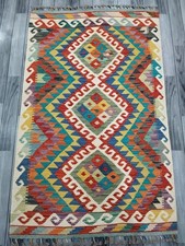 Multicolour Handmade Afghan/Turkish Kilim Rug, Wool Area Rug size 159x100 CM