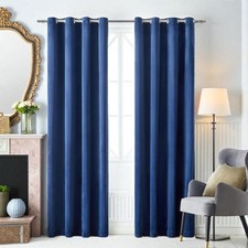 Blackout Eyelet Curtains Thermal Insulated Bedroom Curtains Navy Blue 167 x 182