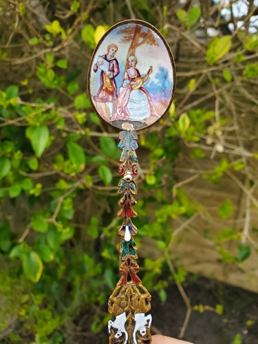 Antique enamel vienniese spoon - enamel,