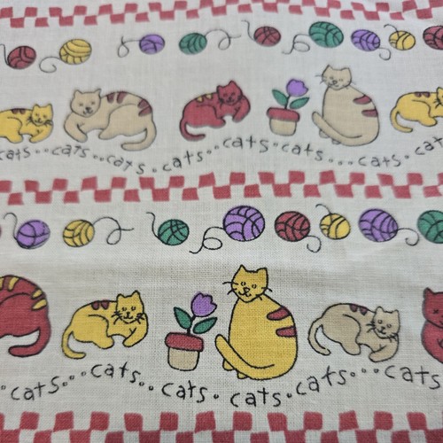 Vtg novelty cat fabric stripe - fabric,