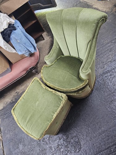 Vintage velvet armchair - velvet, &