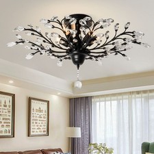 Vintage 5-Light Black Crystal