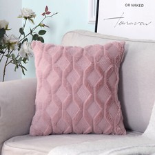 Fluffy Plush Geometric Embroidery Cushion cover 18x18 inches - Luxury Super Soft