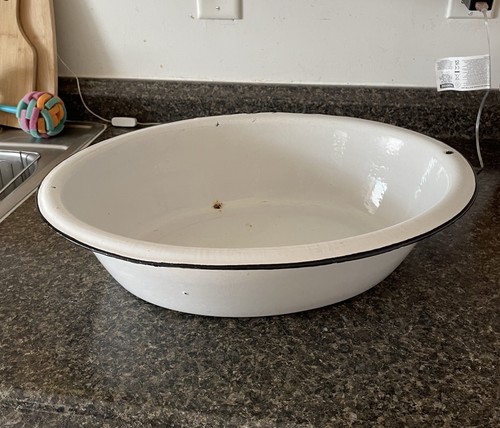 Antique vtg enamel baby - vtg, 17”