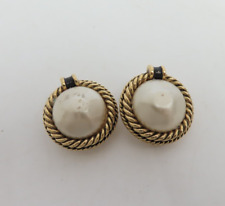 Authentic CHANEL Vintage Imitation Pearl Earrings  #37580