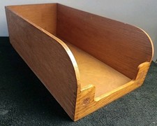 Vintage Wooden Desk Tidy Tray Draw Storage File Box Dove-Tail Joint Inbox Prop