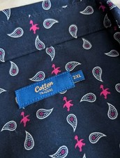 Mens Cotton Traders XXL Short Sleeve Shirt Navy Paisley Cruise Holiday Hawaiian