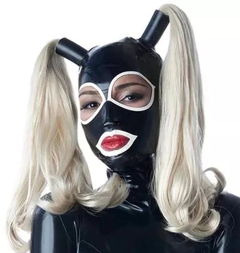 Black latex rubber - black, twin