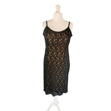 Amaranto Dress 18 Black Lace Nude Lining Sleeveless Party Evening