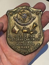 1955 VINTAGE DASHBOARD MOTOR BADGE ISLE OF MAN VETERAN CAR RALLY MANX AUTO CLUB