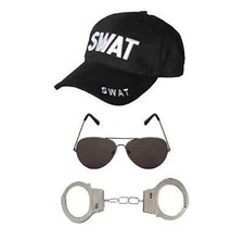 Kids SWAT Fancy Dress Costume Set Military Hat Glasses Handcuffs Boys & Girls
