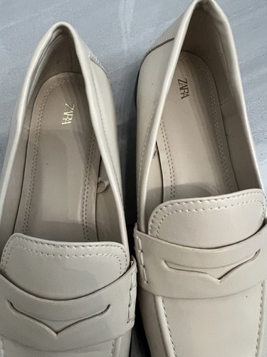 Zara white leather loafers - zara,