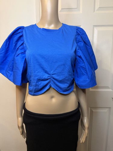 Zara blue puff sleeve crop - puff,