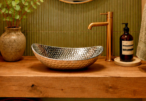 Silver effect hammered - hammered, ceramic