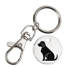 Black Sitting Dog £1 Trolley Token Key ring Supermarket Gym Locker