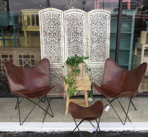 Leather butterfly chair - leather,