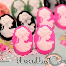 FUNKY VINTAGE STYLE 14mm CAMEO EARRINGS CUTE KISTCH VICTORIAN RETRO BOHO CHIC  