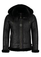 Men's Aviator RAF Classic B3 BLACK Sheepskin Bomber Flying Real Shearling Jacket