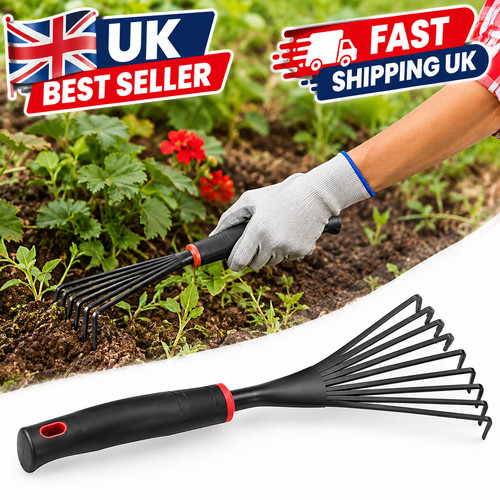 Small garden rake steel hand - small,