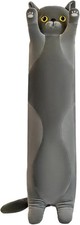 Long Cat Plush Pillow Cushion Soft Toy 90cm Grey