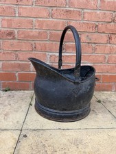 Traditional Helmet Coal Bucket Scuttle Fireplace Fireside Black Steel Handles