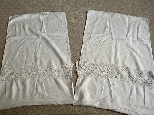 Pair antique pillowcases - of,