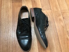 Mens Black Leather Shoes by Topman Size 9