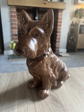 Vintage Sylvac 1208 Mac Dog Figurine  In Chocolate Brown. Rarer size & Colour. 