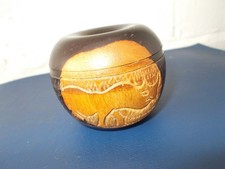 HAND CARVED POT & LID JAMAICAN