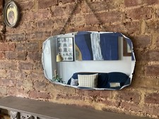 Vintage Large Art Deco Frameless multi Sided Bevelled Edge Mirror Wall Hanging